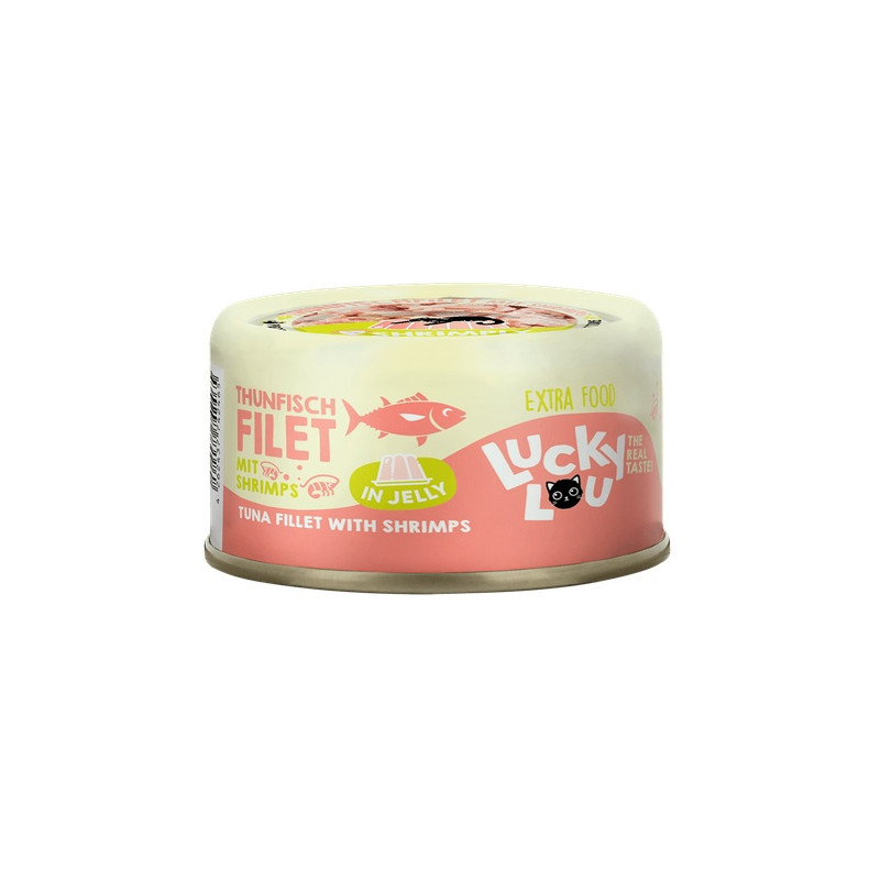 Lucky Lou Extrafood Tuńczyk i krewetki w galaretce puszka 70g - All4Animals