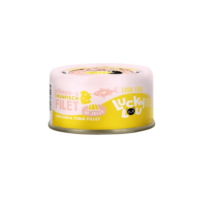 Lucky Lou Extrafood Tuńczyk i kurczak w galaretce puszka 70g - All4Animals