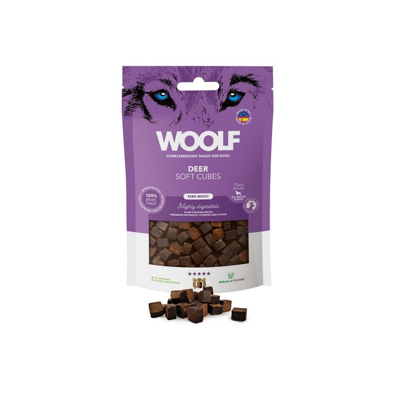 Woolf Soft Cubes Monoprotein Deer 100g - All4Animals