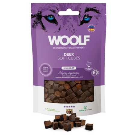 Woolf Soft Cubes Monoprotein Deer 100g - All4Animals