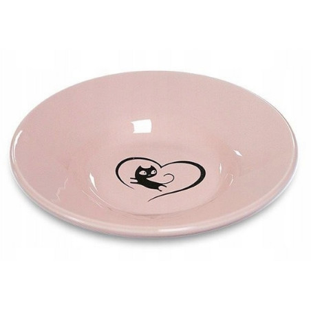Yarro/Moderna Miska ceramiczna dla kota z serduszkiem różowa - All4Animals