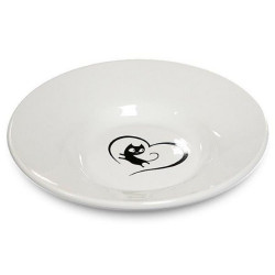 Yarro/Moderna Miska ceramiczna dla kota z serduszkiem biała - All4Animals