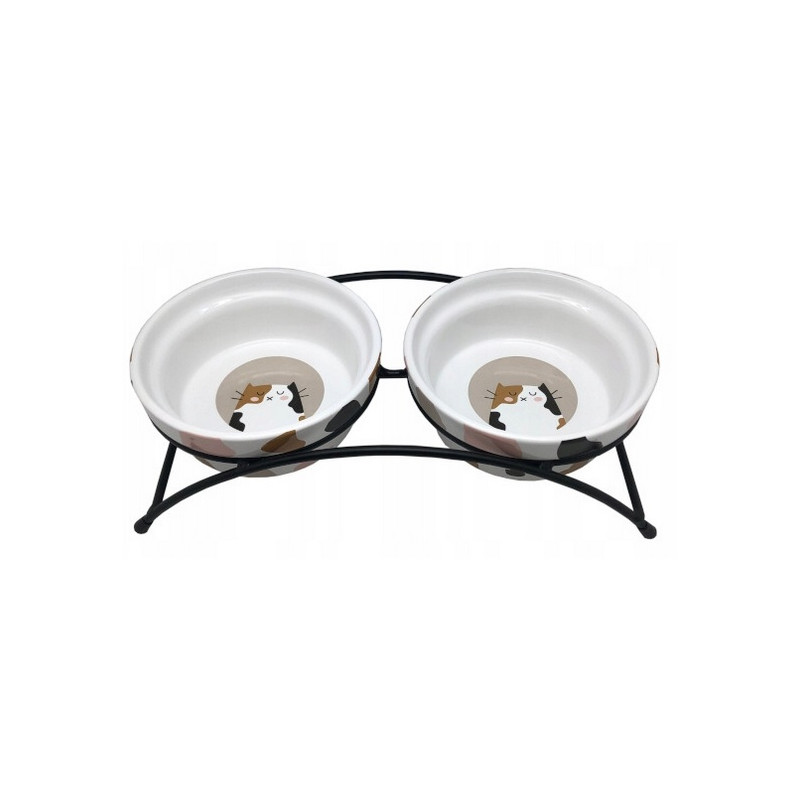 Yarro/Moderna Miska ceramiczna podwójna dla kota na stojaku metalowym - All4Animals