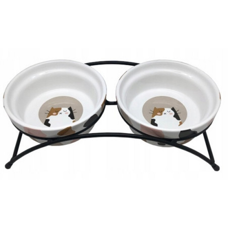 Yarro/Moderna Miska ceramiczna podwójna dla kota na stojaku metalowym - All4Animals