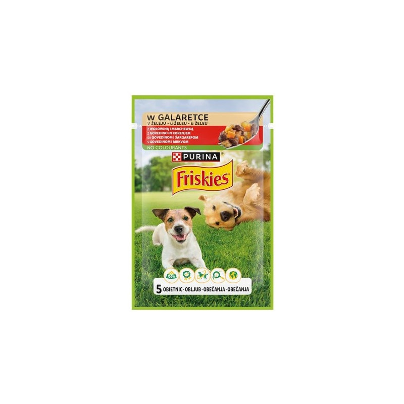 Friskies Dog Adult Wołowina i marchewka w galaretce saszetka 85g - All4Animals
