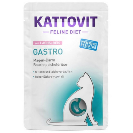 Kattovit Feline Diet Gastro łosoś i ryż saszetka 85g - All4Animals