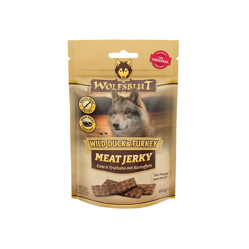 Wolfsblut Dog Meat Jerky Wild Duck & Turkey 80g - All4Animals Wolfsblut Dog Meat Jerky Wild Duck & Turkey 80g - All4Animals