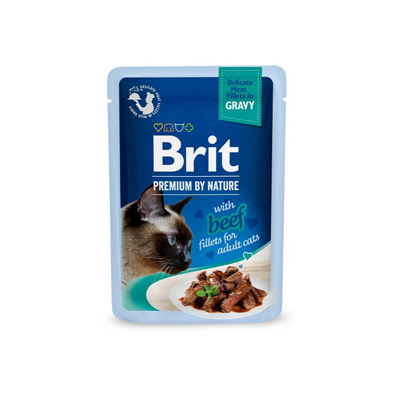 Brit Premium Cat Fillets with Beef sos saszetka 85g - All4Animals