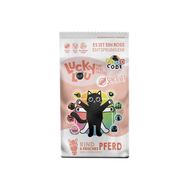 Lucky Lou Food Code Sensitive Wołowina & Konina 750g - All4Animals