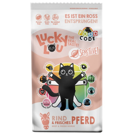 Lucky Lou Food Code Sensitive Wołowina & Konina 750g - All4Animals