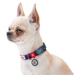 Collar WauDog Nylon Obroża nylonowa z QR-paszportem, plastikowy fastex, wzór NASA21, 15mm/25-35cm - All4Animals