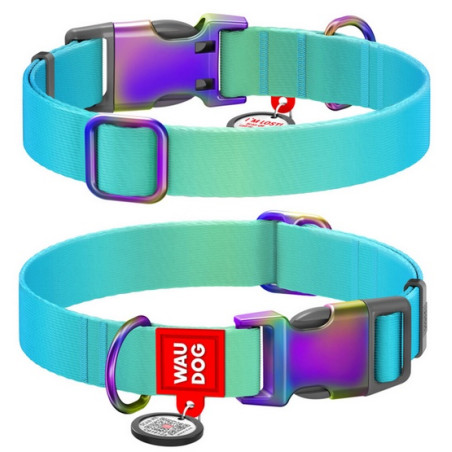 Collar WauDog Recycled Obroża nylonowa z QR-paszportem, gradient L 25mm/33-49cm niebieski - All4Animals