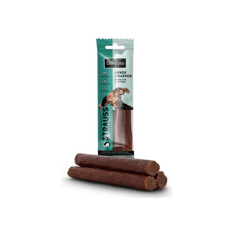 Chewies Hundezigarren Straub & Beeren - struś & owoce 75g - All4Animals
