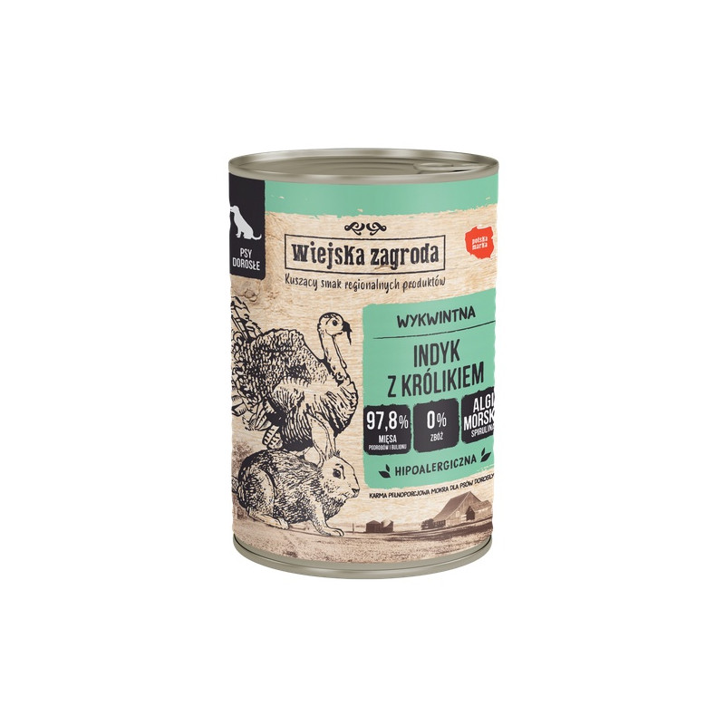 Wiejska Zagroda Indyk z królikiem puszka 400g - All4Animals