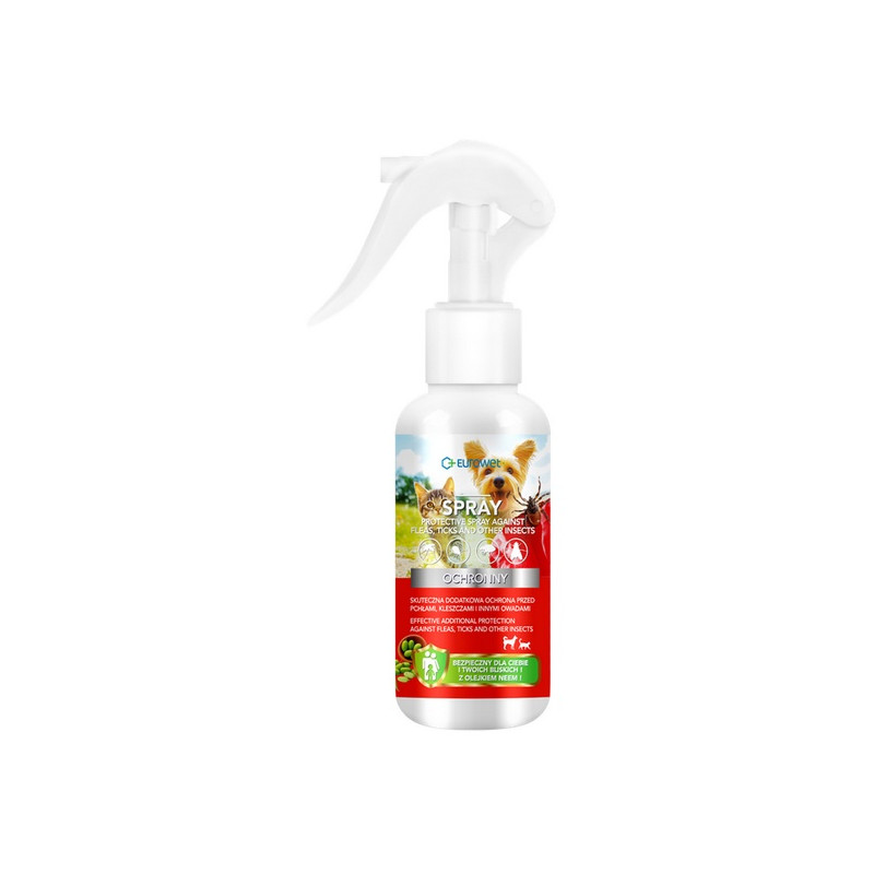 Eurowet Spray ochronny przeciwko pchłom i kleszczom dla psa i kota 100ml - All4Animals
