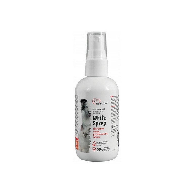 Over Zoo White Spray - płyn usuwający zażółcenia sierści  100ml - All4Animals