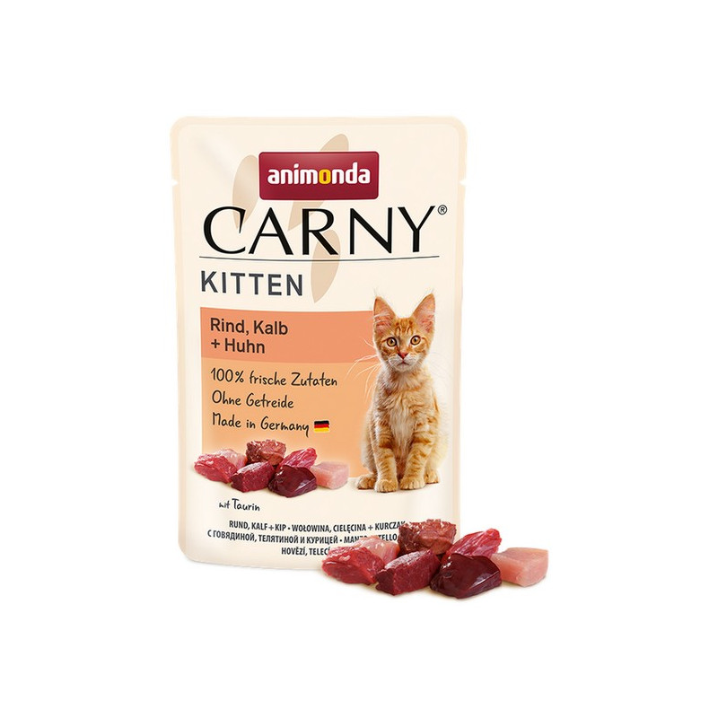 Animonda Carny Kitten Wołowina, Cielęcina + Kurczak saszetka 85g - All4Animals