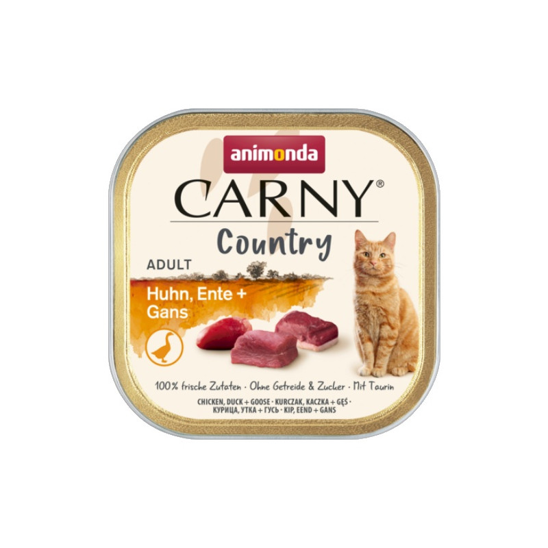 Animonda Carny Country Adult Kurczak, Kaczka i Gęś tacka 100g - All4Animals