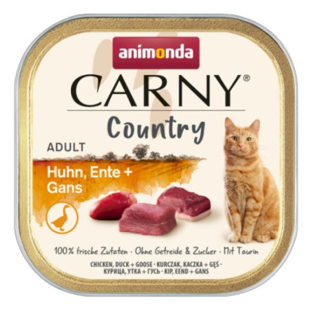 Animonda Carny Country Adult Kurczak, Kaczka i Gęś tacka 100g - All4Animals