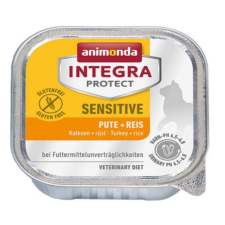 Animonda Integra Protect Sensitive dla kota - z indykiem i ryżem tacka 100g - All4Animals