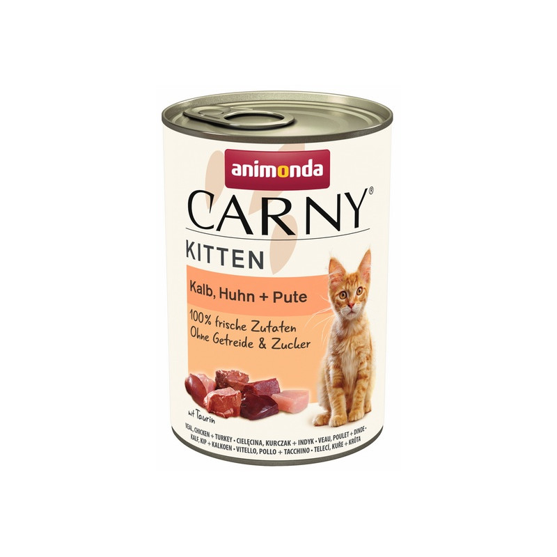 Animonda Carny Kitten Cielęcina + Kurczak + Indyk puszka 400g - All4Animals