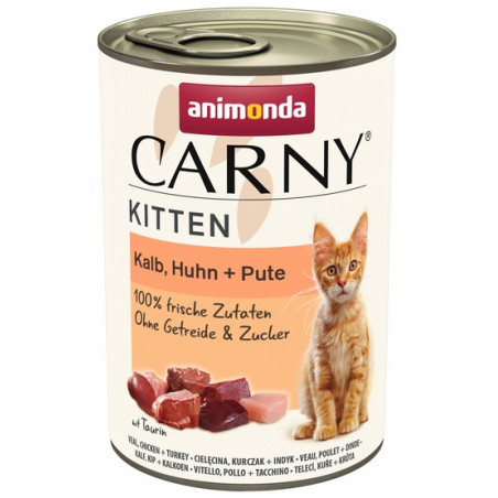 Animonda Carny Kitten Cielęcina + Kurczak + Indyk puszka 400g - All4Animals