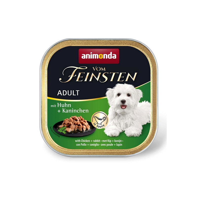 Animonda vom Feinsten Dog Adult Kurczak i Królik w sosie tacka 150g - All4Animals