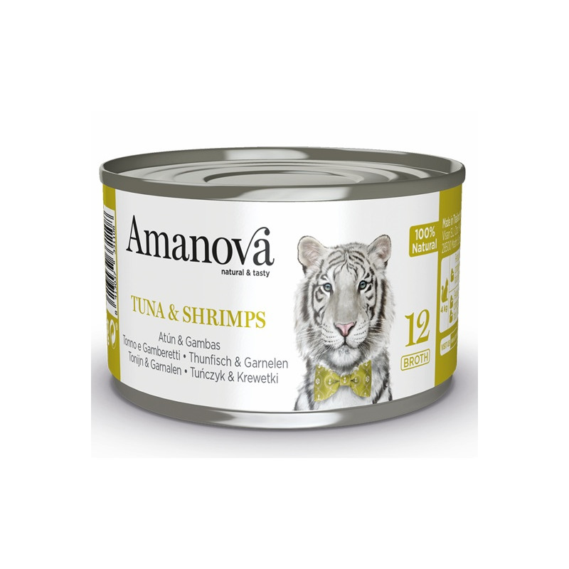 Amanova Cat Tuna & Shrimps - tuńczyk i krewetki w bulionie puszka 70g - All4Animals