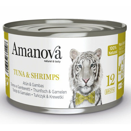 Amanova Cat Tuna & Shrimps - tuńczyk i krewetki w bulionie puszka 70g - All4Animals