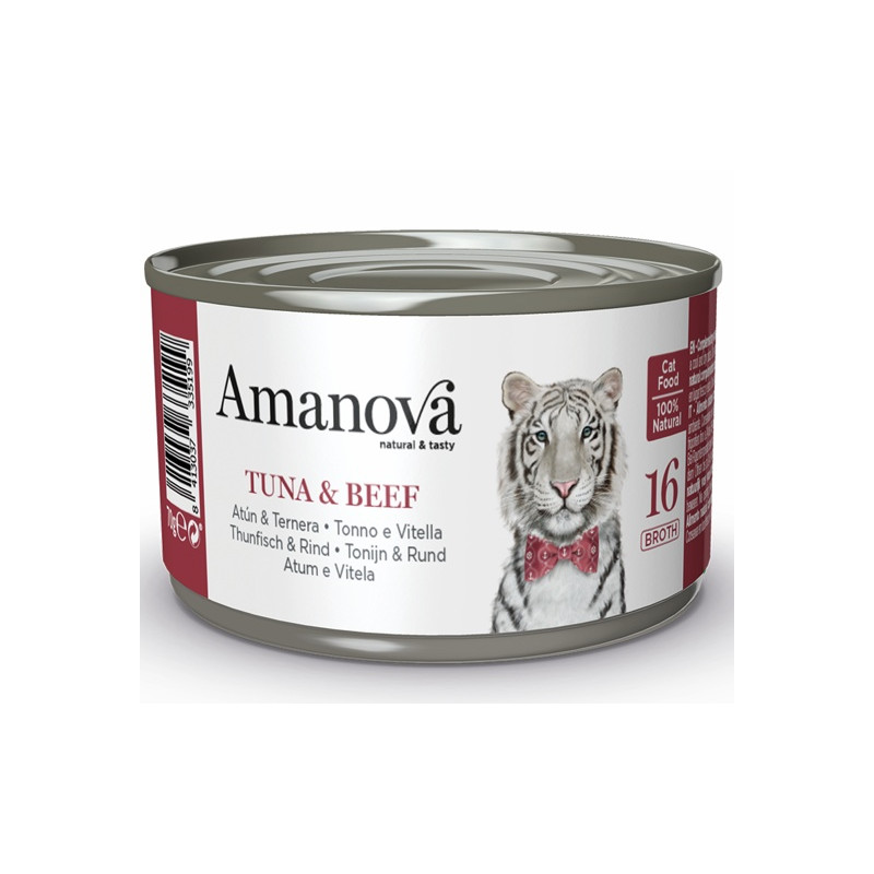 Amanova Cat Tuna & Beef - tuńczyk i wołowina w bulionie puszka 70g - All4Animals