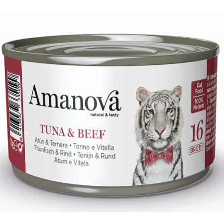 Amanova Cat Tuna & Beef - tuńczyk i wołowina w bulionie puszka 70g - All4Animals