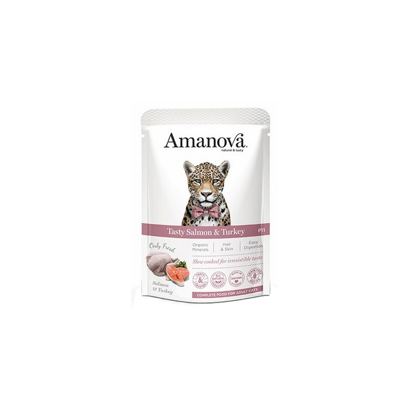 Amanova Cat Tasty Salmon & Turkey - łosoś i indyk saszetka 85g - All4Animals