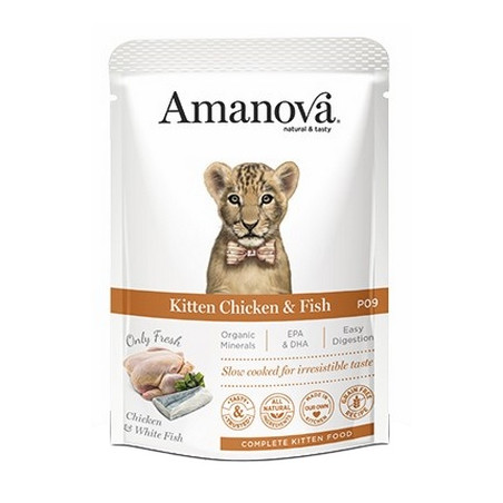 Amanova Cat Kitten Chicken & Fish - kurczak i biała ryba saszetka 85g - All4Animals