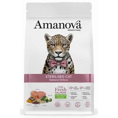 Amanova Cat Sterilised Salmon Deluxe - łosoś 1,5kg - All4Animals
