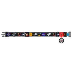 Collar WauDog Nylon Obroża nylonowa z QR-paszportem, plastikowy fastex, wzór NASA, 15mm/25-35cm - All4Animals