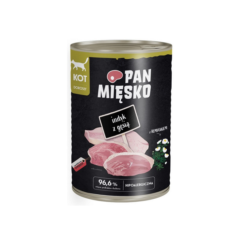 Pan Mięsko Karma mokra dla kota - indyk i gęś puszka 400g - All4Animals