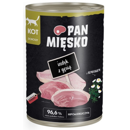 Pan Mięsko Karma mokra dla kota - indyk i gęś puszka 400g - All4Animals
