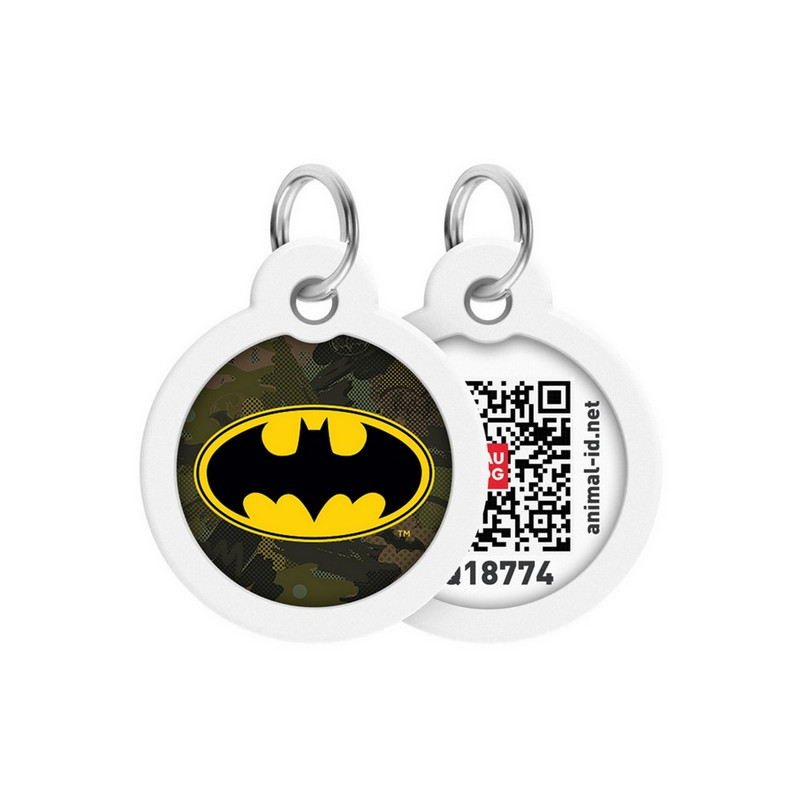 Collar WauDog Smart ID Zawieszka z QR-paszportem okrągła 3cm batman zielony - All4Animals