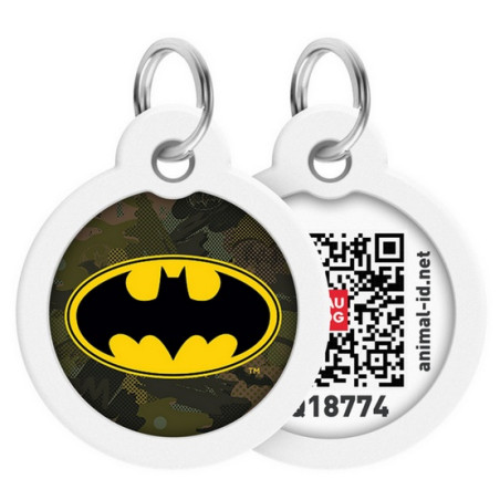 Collar WauDog Smart ID Zawieszka z QR-paszportem okrągła 3cm batman zielony - All4Animals