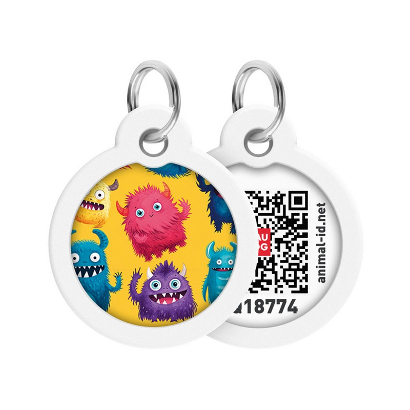 Collar WauDog Smart ID Zawieszka z QR-paszportem okrągła 3cm futrzane potwory - All4Animals
