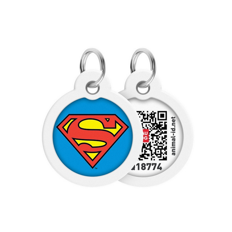 Collar WauDog Smart ID Zawieszka z QR-paszportem okrągła 3cm superman bohater - All4Animals