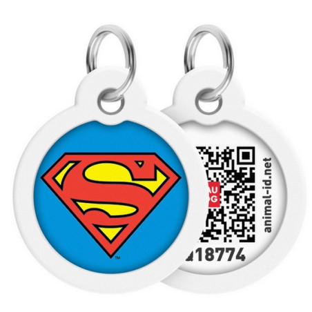 Collar WauDog Smart ID Zawieszka z QR-paszportem okrągła 3cm superman bohater - All4Animals