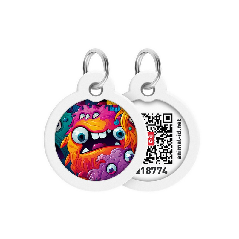 Collar WauDog Smart ID Zawieszka z QR-paszportem okrągła 3cm zębate potwory - All4Animals