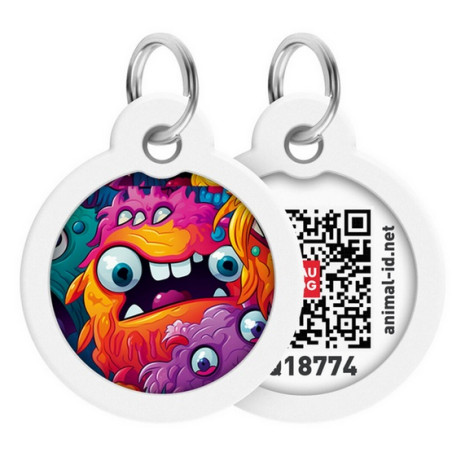 Collar WauDog Smart ID Zawieszka z QR-paszportem okrągła 3cm zębate potwory - All4Animals