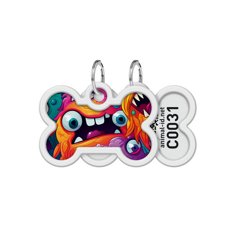 Collar WauDog Smart ID Zawieszka z QR-paszportem kość 4x3cm zębate potwory - All4Animals
