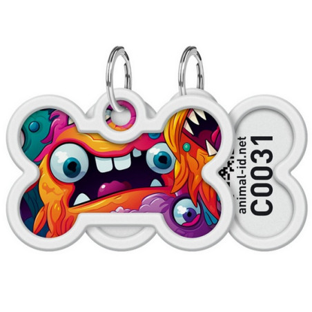 Collar WauDog Smart ID Zawieszka z QR-paszportem kość 4x3cm zębate potwory - All4Animals