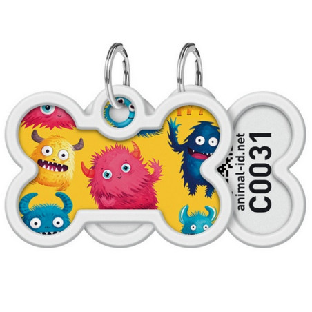 Collar WauDog Smart ID Zawieszka z QR-paszportem kość 4x3cm futrzane potwory - All4Animals