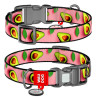 Collar WauDog Nylon Obroża nylonowa z QR-paszportem, plastikowy fastex, wzór AWOKADO NA RÓŻU, M 20mm/28-40cm - All4Animals