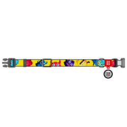 Collar WauDog Nylon Obroża nylonowa z QR-paszportem, plastikowy fastex, wzór FUTRZANE POTWORY, M 20mm/28-40cm - All4Animals