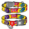 Collar WauDog Nylon Obroża nylonowa z QR-paszportem, plastikowy fastex, wzór FUTRZANE POTWORY, L 25mm/33-49cm - All4Animals